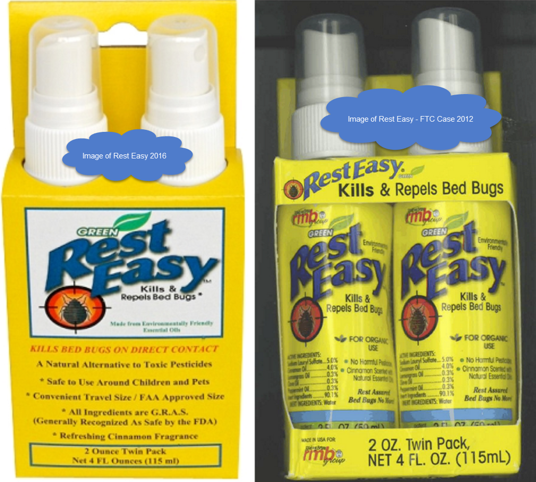Comparison of 2016 bug spray with 2012 product from FTC Complaint